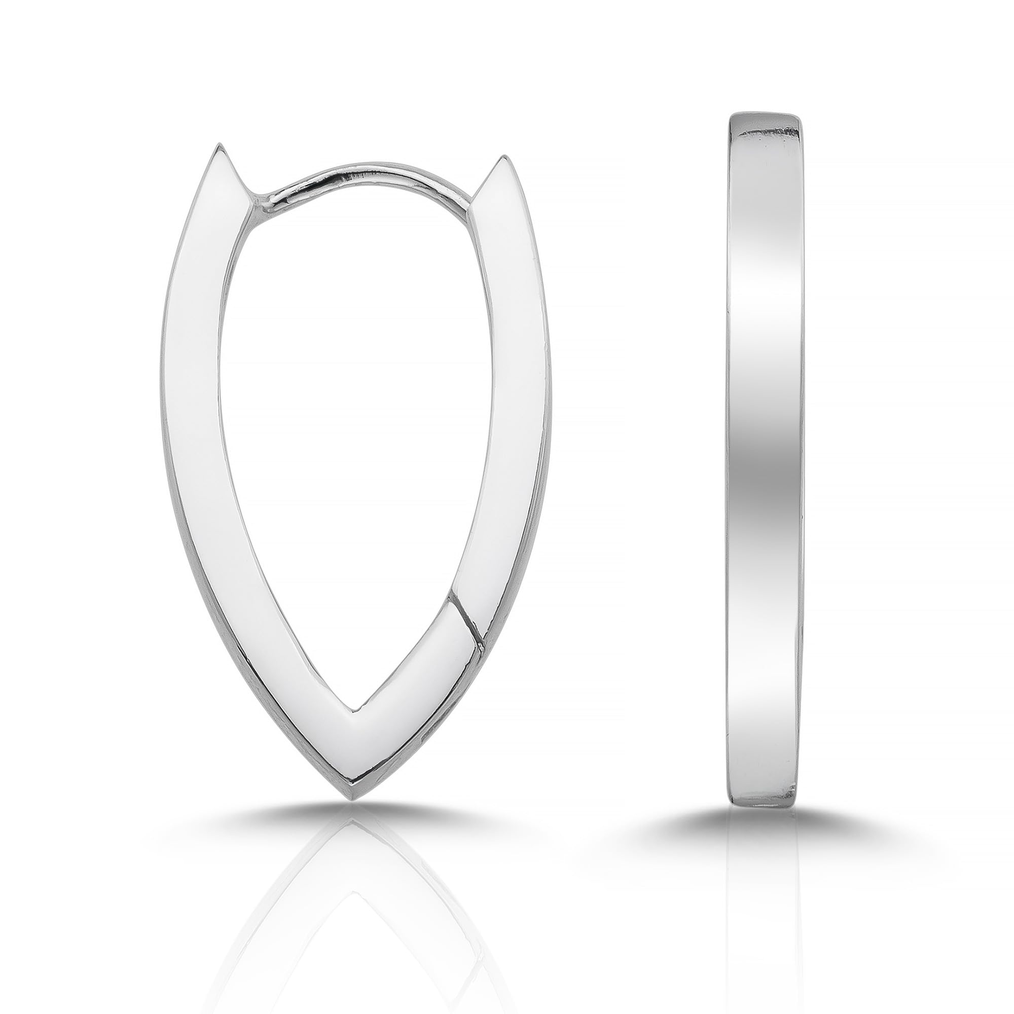 CASSINI Klappcreolen Ohrringe Silber 925 – Creolen Silber 925 V-förmige aus Sterling Silber, Ohrringe Allergiefrei, Polierte Matt Spitz Zulaufend Creolen, Nickelfreier Schmuck für Damen – 3CTJ