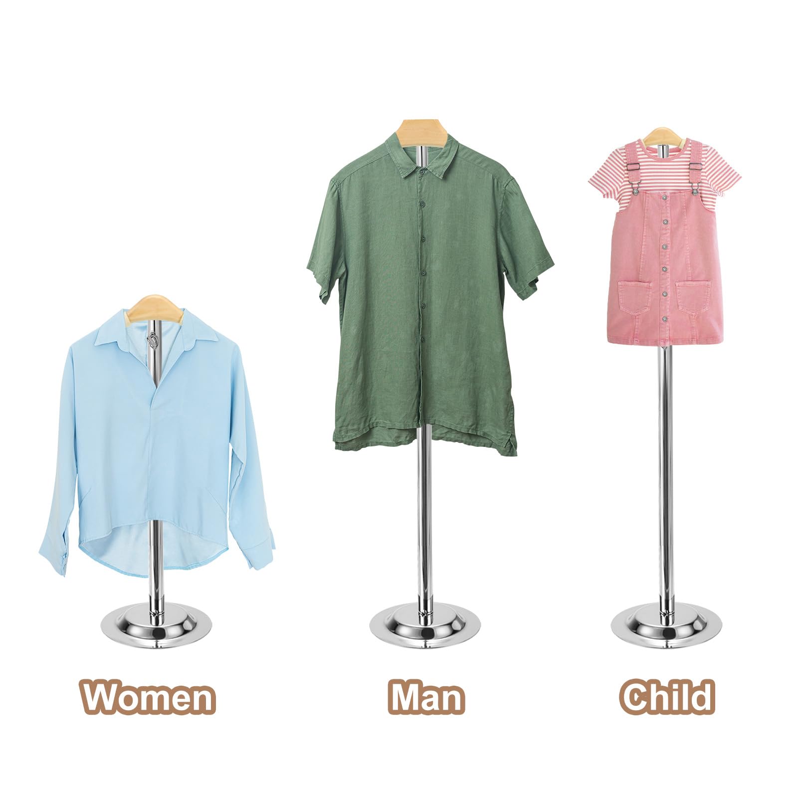 QUARKZMAN Shirt-Präsentationsständer, 2 Stück - Verstellbarer Schulterständer aus Edelstahl, Flexibler tragbarer T-Shirt-Ständer für Kinderbekleidung, Mantel (Schwarz, 12,6'')