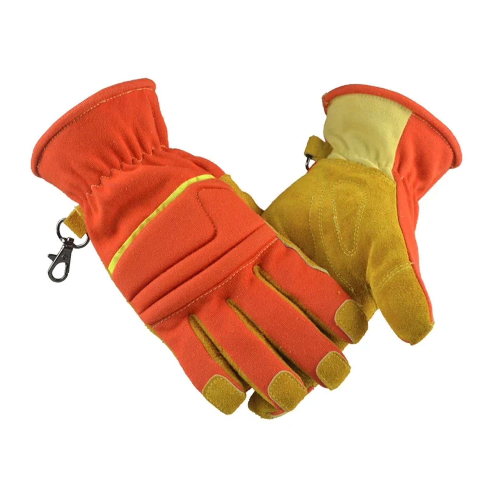 Genérico 1 par/2 unidades de guantes de trabajo de piel de vacuno y tejido de aramida: ignífugos, anticorte, resistentes al fuego y aislantes térmicos for rescate de emergencia.(L)