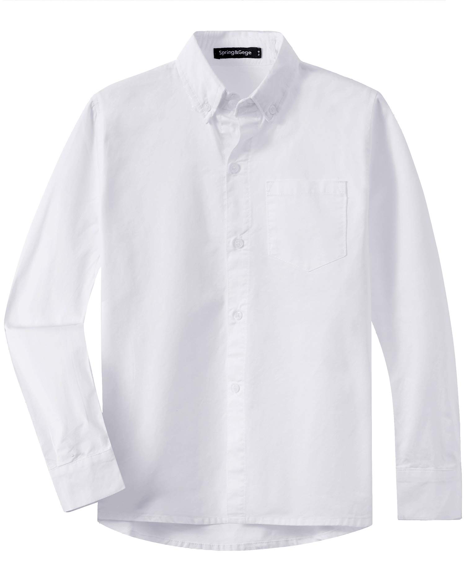 Spring&Gege Camisa de manga larga con botones de sarga de algodón para niños (3-14 años)