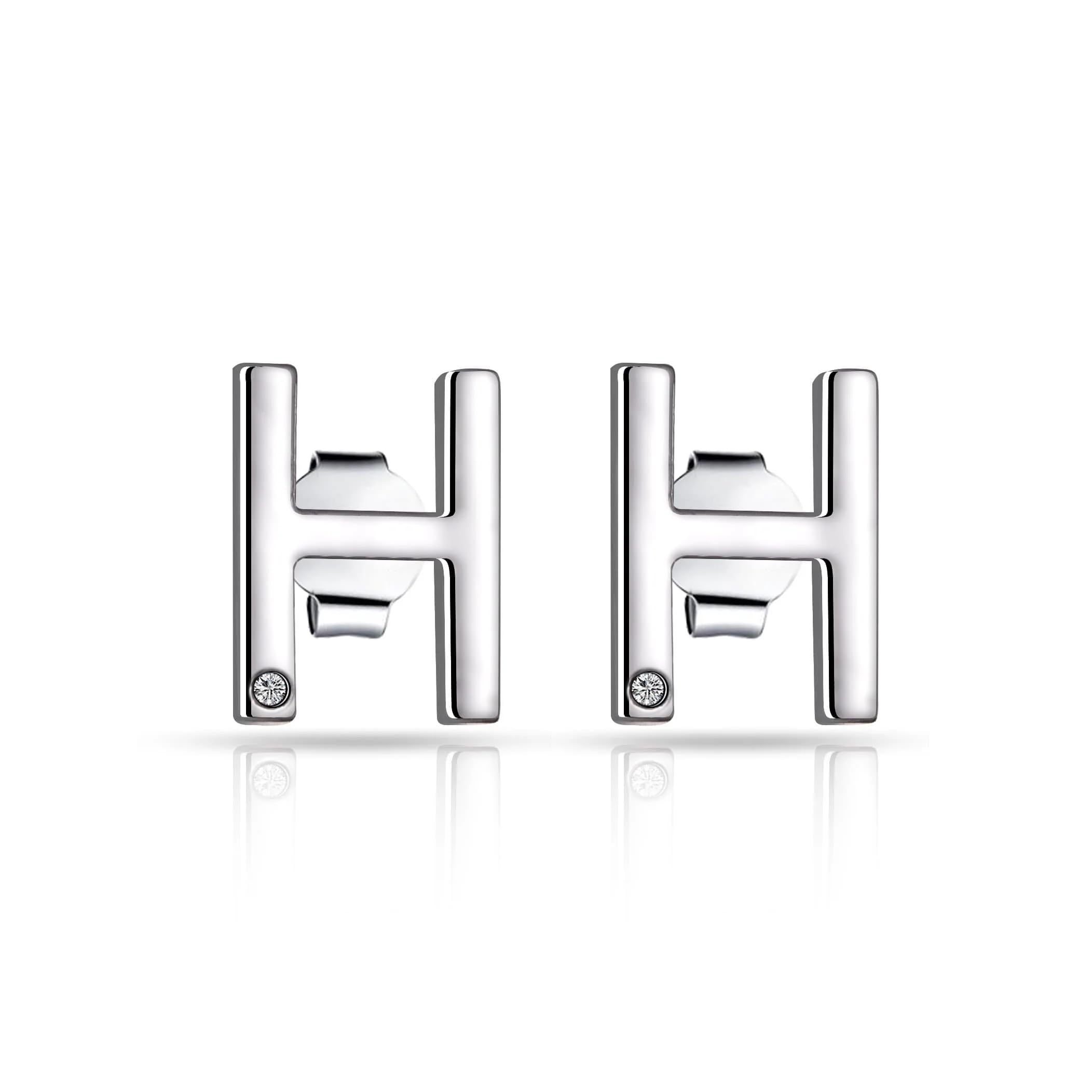 Philip JonesInitial Earrings Letter H Created with Zircondia® Crystals