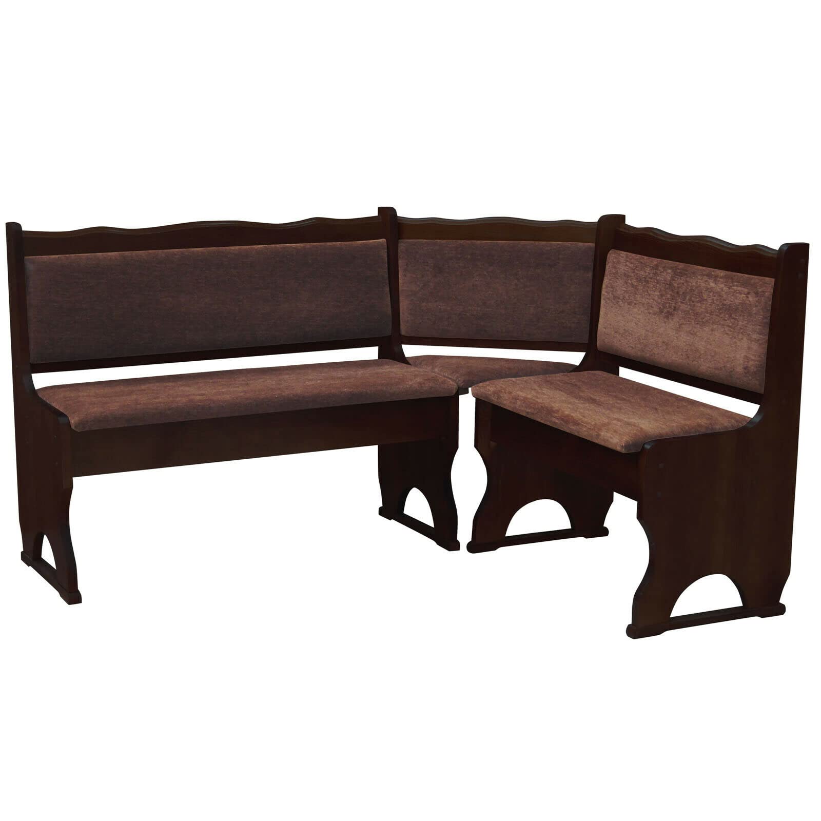 k koma Imbottitura Panca angolare in legno di pino, colore noce con imbottitura in legno massello – marrone (100 x 160)
