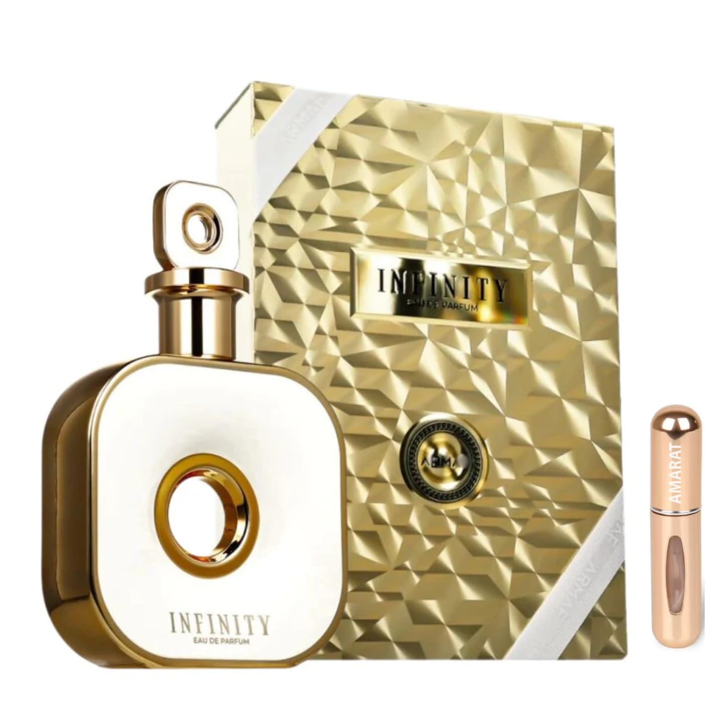 Perfume Infinity Gold Eau de Parfum 105 ml, Perfume Árabe para Mujer de Larga Duración, Incluye Atomizador Recargable 5ml, Fragancia Intensa con Notas Florales, Especiadas y Amaderadas (Infinity Gold)