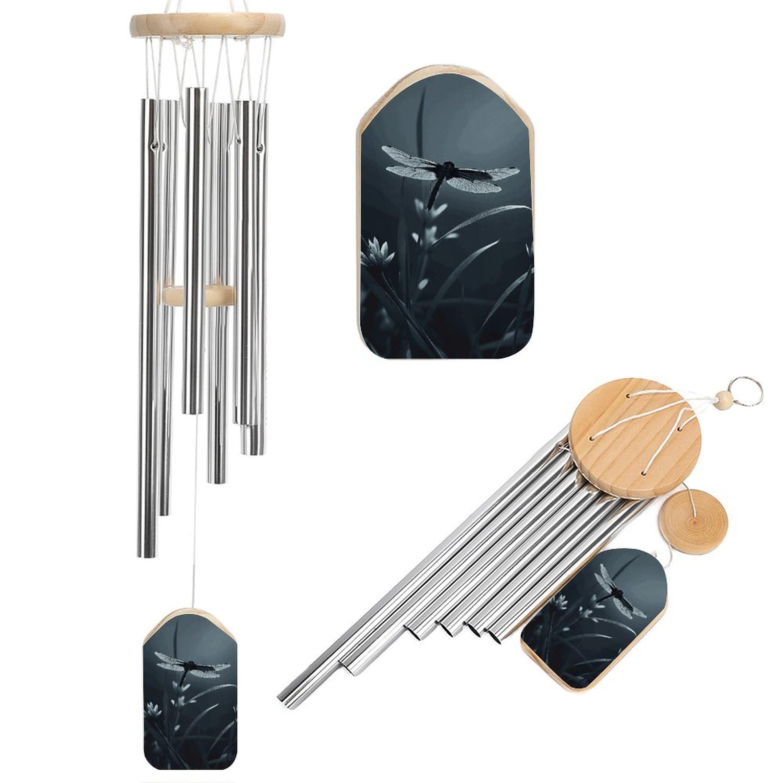 Dragonfly Silhouette Wind Chime 20.5" Aluminium Wind Chimes Outdoor Garden Patio Decoration Windchime Memorial Gifts Windchimes for Men and Women