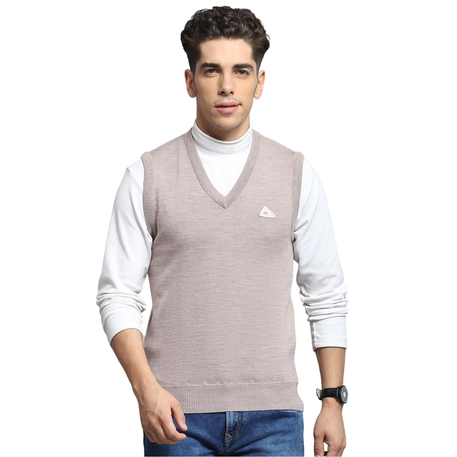 Men's Wool Sleeveless Sweater | V-Neck | Regular Fit| Solid Pattern |Warm & Stylish Pullover Cardigan for Men