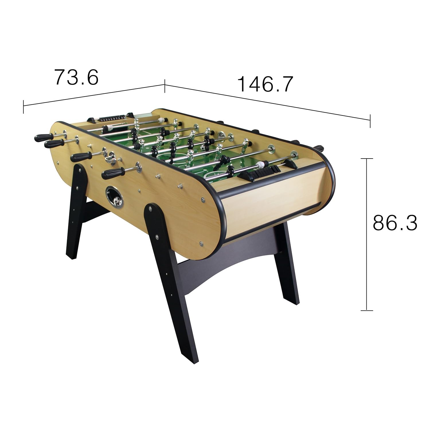 Baby-Foot SAO Paulo Bois Clair Style Bistrot 146x74 cm | Barres télescopiques en inox pour plus de solidité, poignées longues, joueurs finition ABS, 4 balles incluses