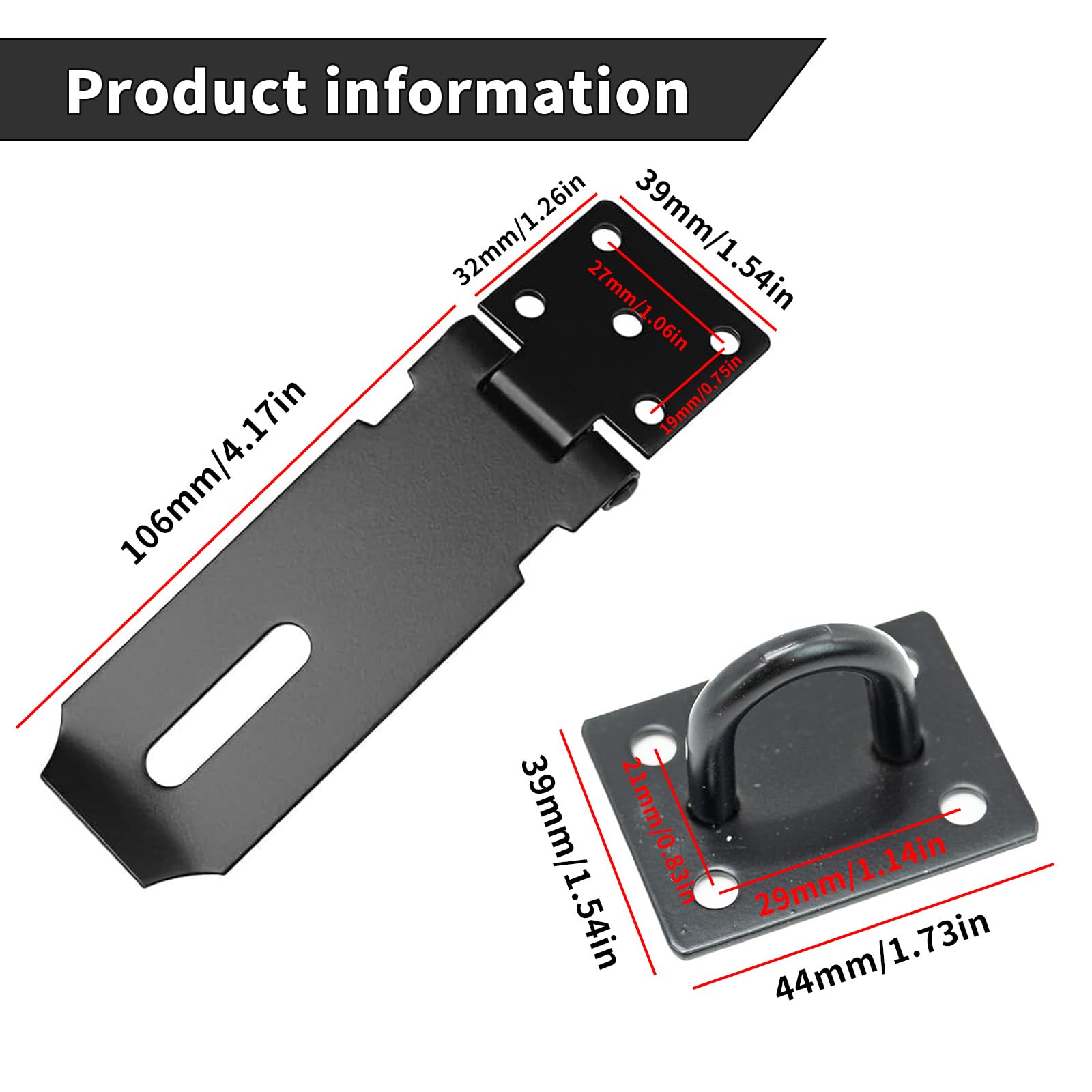 1 Piece Heavy-Duty Shed Lock Buckle, Door Padlock Hasp, Stainless Steel Padlock Hasp - Image 2