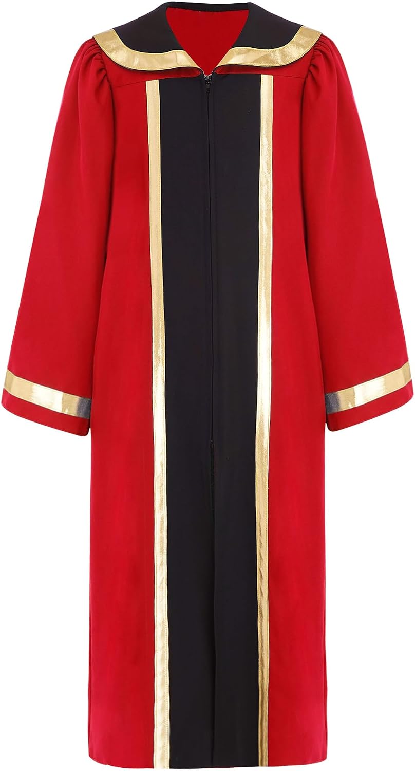 Oyolan Kids Boys Matte Choir Robes Baptism Robe Graduation Robe Long Sleeve Gown for Church Event Pastor Judge Costume