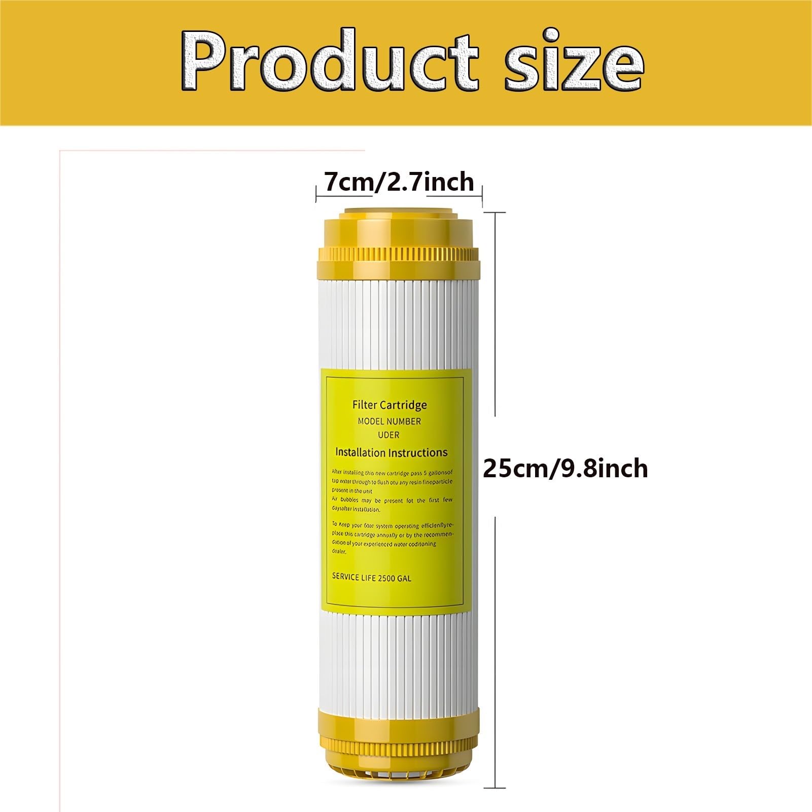 Filtro suavizante agua toda la casa 10'' x 2,5'', 5 cartuchos repuesto filtro intercambio iónico, para cualquier sistema filtración agua para toda la casa.