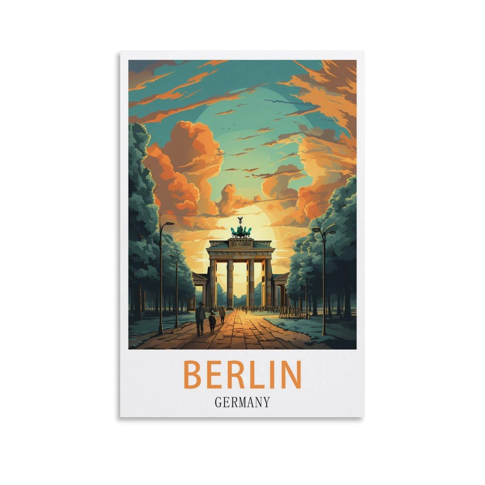 Lhjoiun Unframe-Style Berlin Germany Vintage Travel Posters 08X12inch(20X30cm) Art Canvas Print For Living Room Bedroom Home Decoration Modern Art