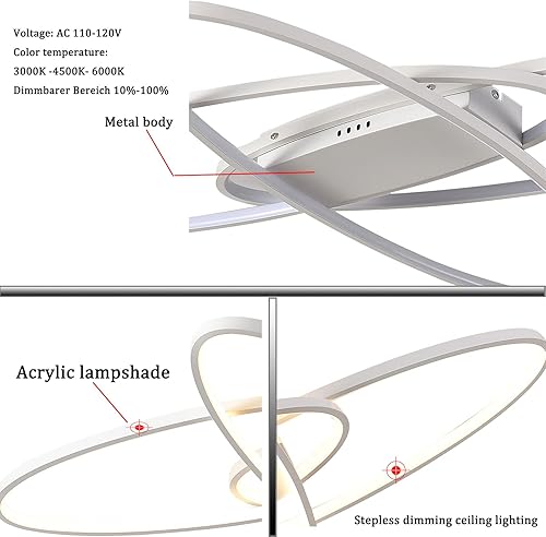 Miniatura 4 de Lámparas de techo LED modernas, lámpara de araña regulable negra, rectangular, con control remoto, lámpara de comedor, lámpara geométrica de montaje