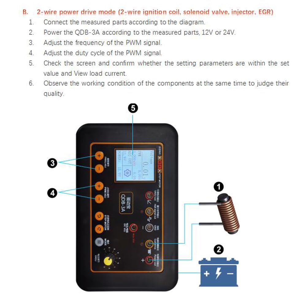 Tester per bobine di accensione HUIOP QDB-3A Drive Automobile Bobina di accensione Tester Iniettore Elettrovalvole Motore passo-passo al minimo Strumento Rilevatore di guasti auto