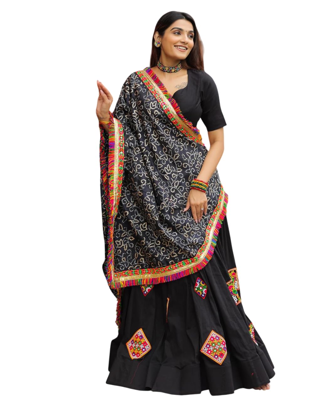 Women's Lehenga Choli | Cotton With Navratri Special With Foil Work For Women Solid Lehenga choli-image-2