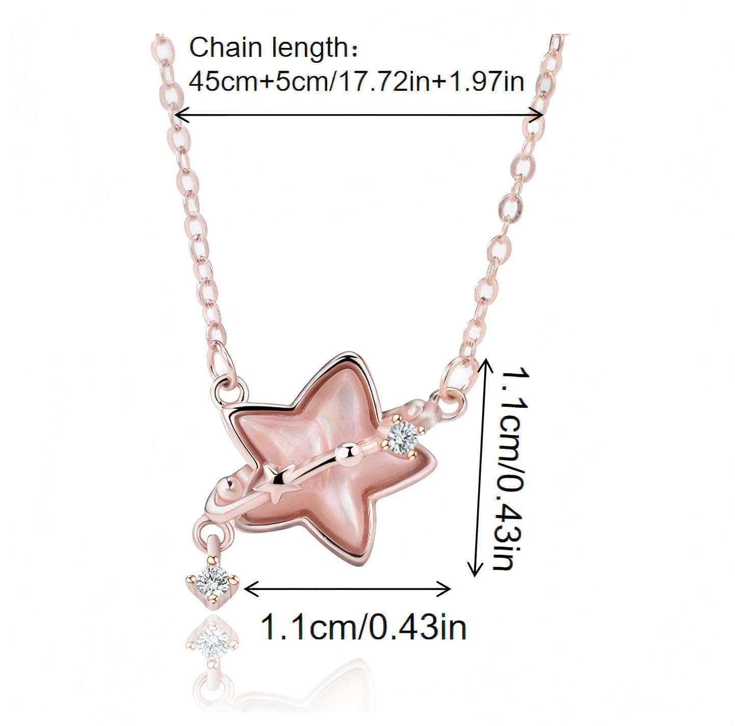 Collar de plata de ley 925 con colgante de estrella de mar y circonita brillante para mujer, 45+5cm, Plata esterlina, Circón