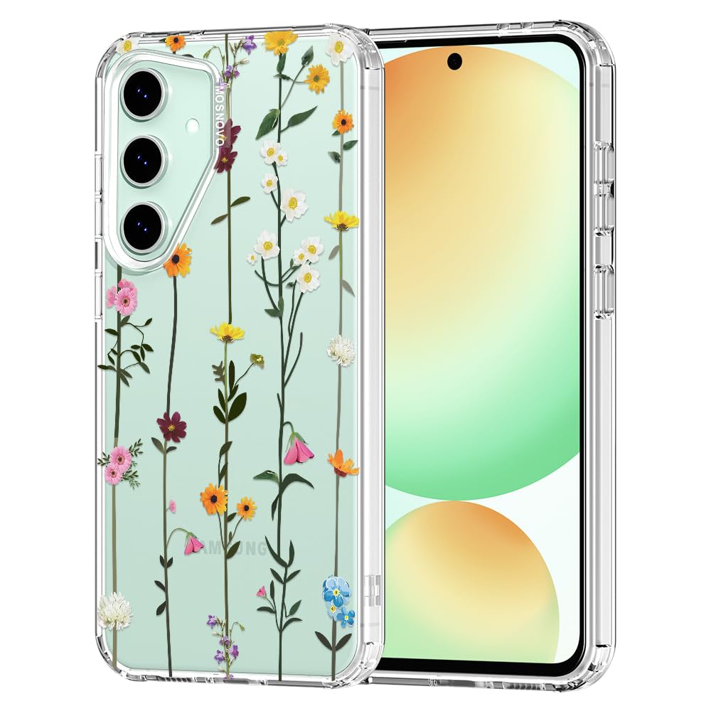 MOSNOVO Case for Samsung Galaxy S24 FE, [Buffertech 6.6ft Military-Grade Drop Protection] [Anti Peel Off Tech] Clear TPU Bumper Phone Case Cover