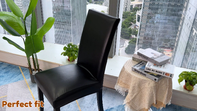Jusmate Fundas Para Sillas De Comedor, De Piel Sintética Sólida, Impermeable, A Prueba De Aceite, Elásticas, Fundas Protectoras Para Sillas De Comedor (negro, Paquete De 4