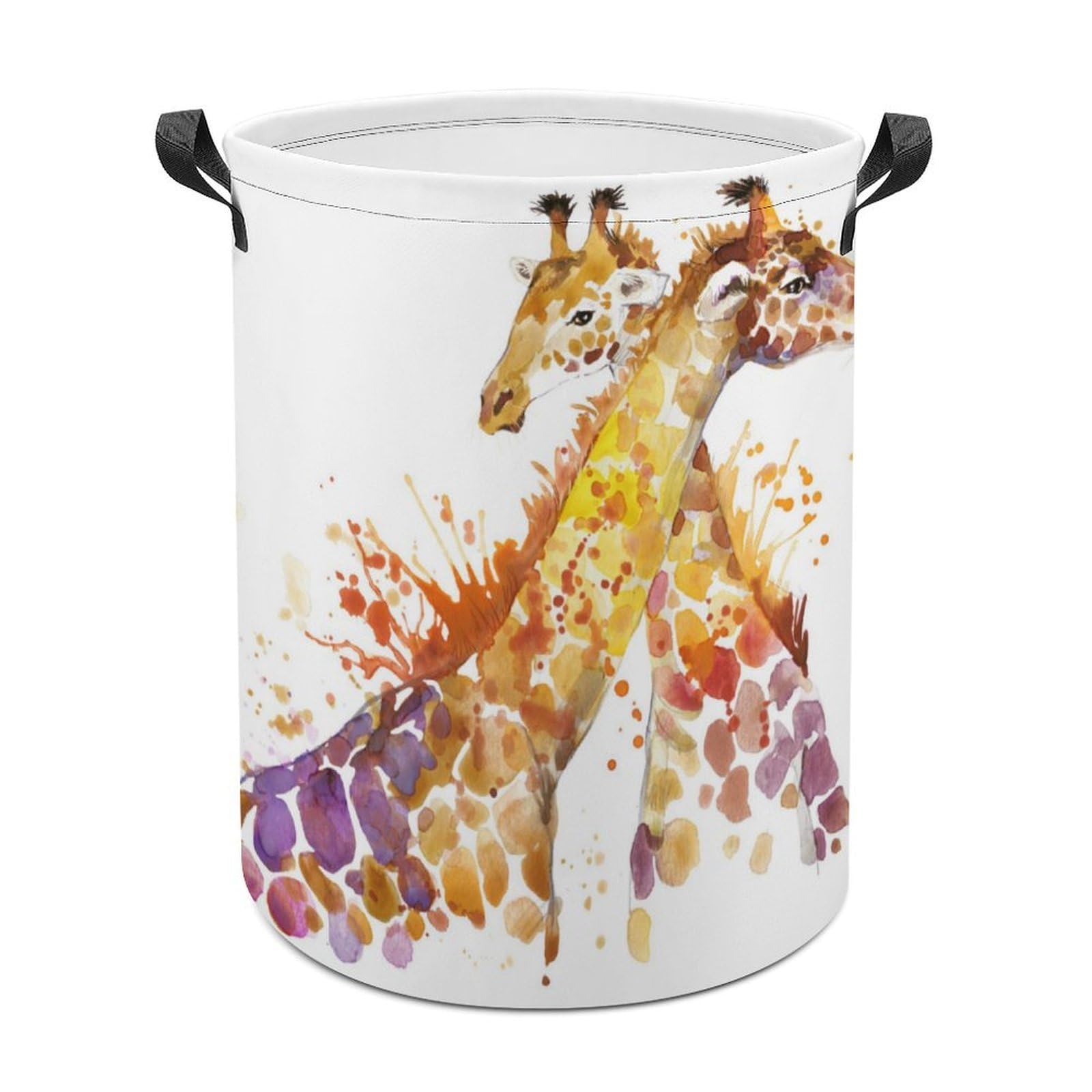 MHYRAC Laundry Hamper, Watercolor Giraffes Laundry Basket, Washing Basket with Handle