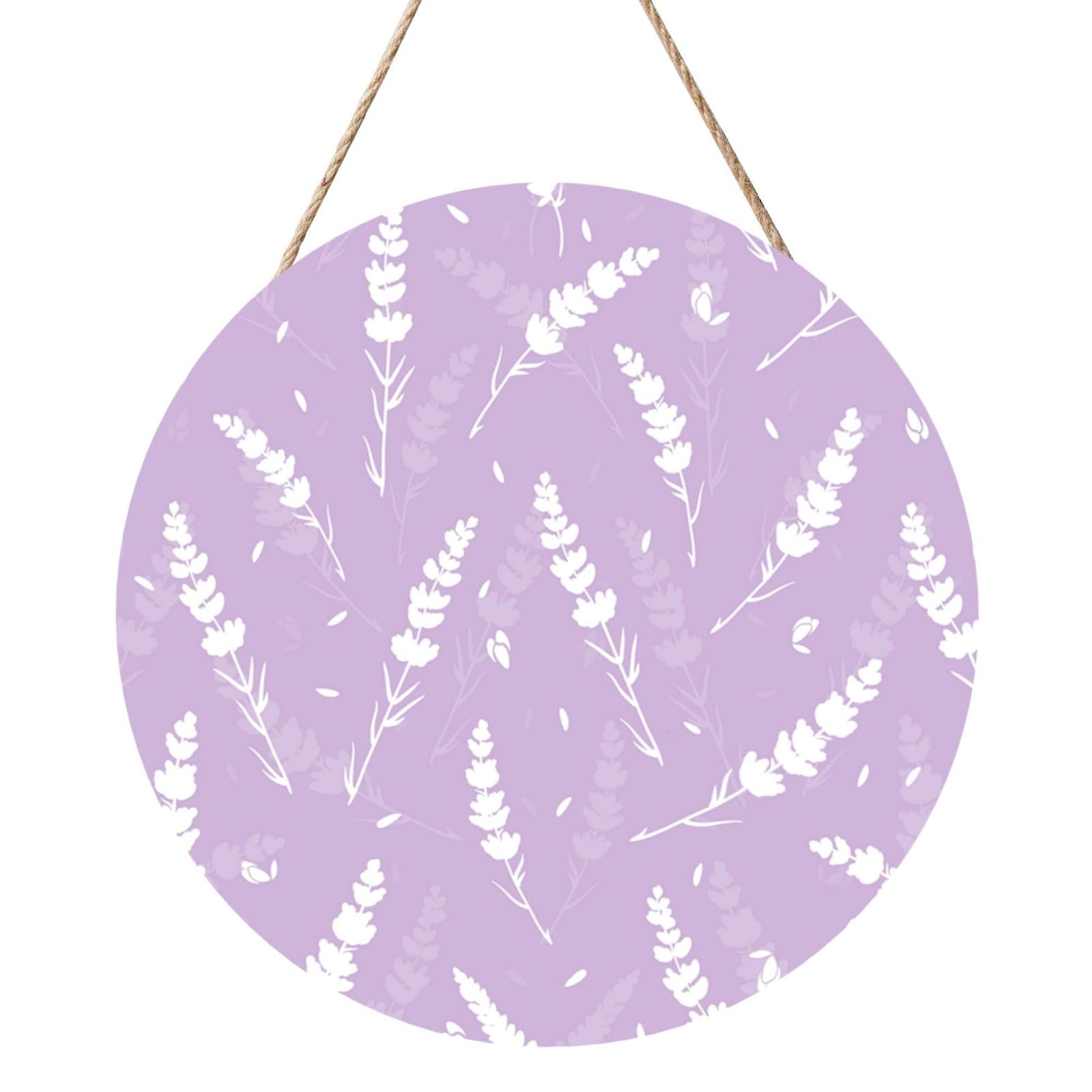 InOmak Purple Lavender, Round Wood Panel Painting 12 in, Wall Hanging Painting For Home