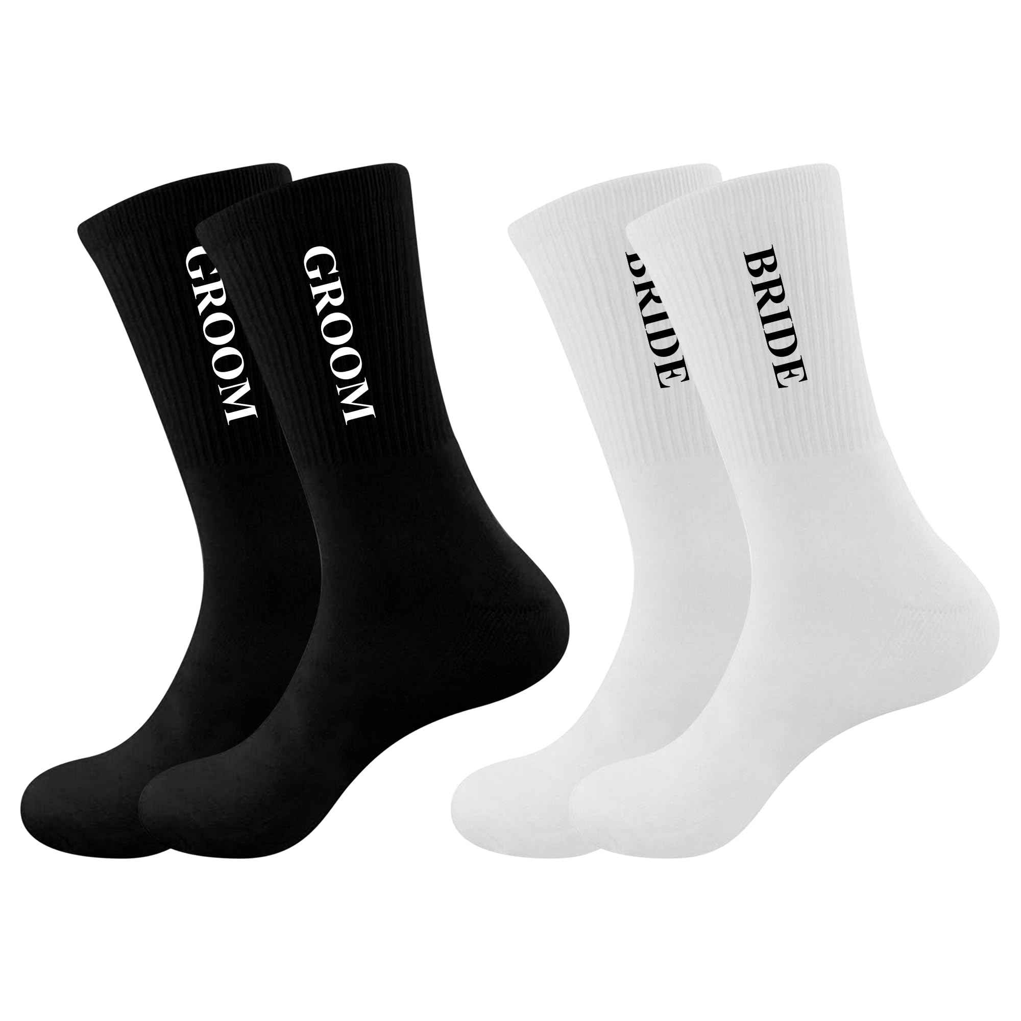 Lady&Home Novelty Cotton Bride and Groom Wedding Socks - Honeymoon Gifts for Couples - Mr and Mrs Socks (TR-GB, Black+White)