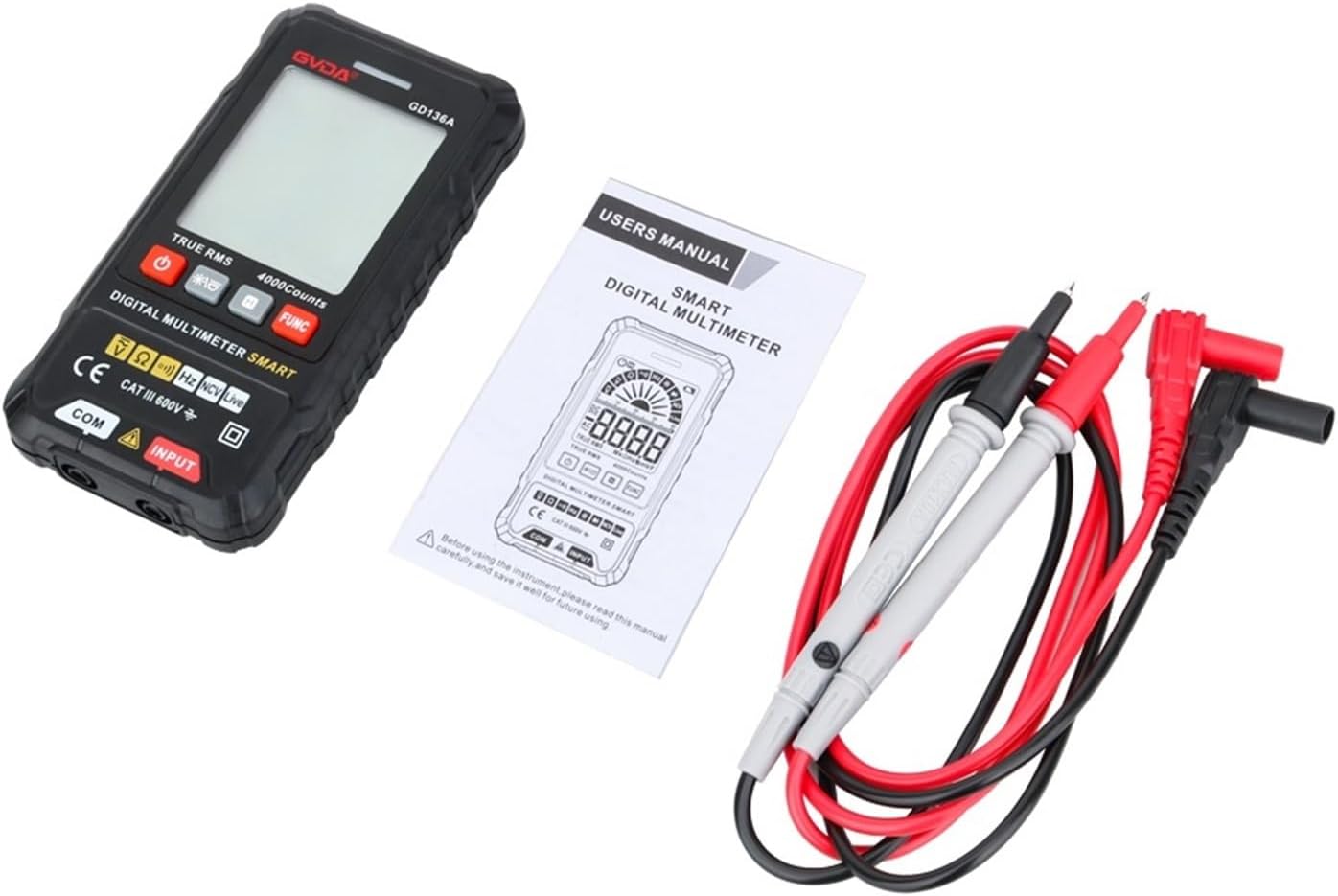 Smart Multimeter True RMS NCV DC AC Voltage Tester Automatic Voltmeter Auto Ranging DMM Multitester Digital Multi-Meter(GD136B)