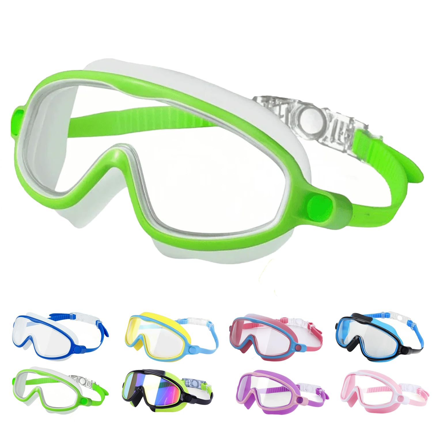 Appdo Tibatoes Goggles Clip-On Swimming Goggles Without Head Straps, Long-Lasting Anti-Fog Uv Protective Swim Glasses With 180° Wide View (Green Gecko)