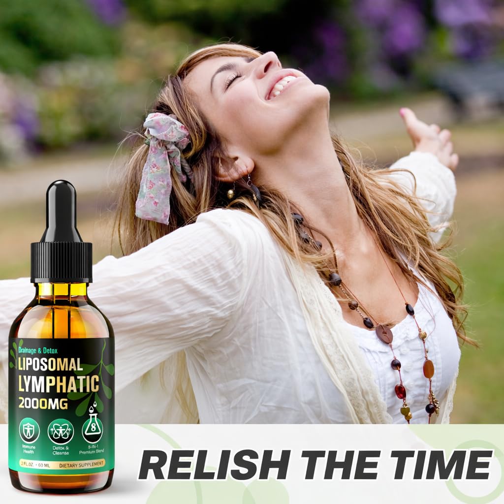 Lymphatic Drainage Drops for Lymph System Cleanse & Detox, Liposomal Lymphatic Drainage Supplements with Cleavers, Calendula, Echinacea & Dandelion-Immune Health, 2 fl oz/60ml — view 7