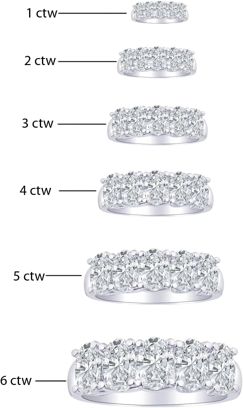 Houston Diamond District 1 Carat Gold 5 Stone Ring Natural Diamond Wedding Band Luxury Collection (D-E Color VS1-VS2 Clarity) - Image 2