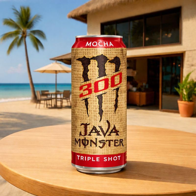 Image of Monster Java 300 Triple Shot Mocha Coffee Drink (Pack Of 3) - 443ml Can By COUGAR | High Caffeine Energy | Rich Mocha Coffee with Chocolate Notes | Ready to Drink Energy Beverage | Boost, Focus & Performance - (Imported-USA)