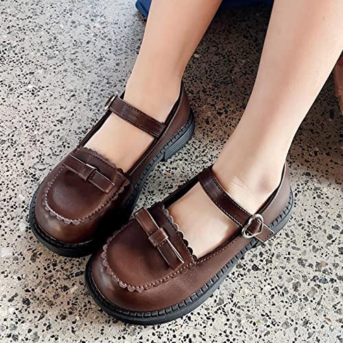 Fashion Spring and Summer Children Casual Shoes Girls Flat Sole Thick Sole Solid Bowknot Buckle Party Big Size Boots (Brown, 4.5-5 Years Toddler)2