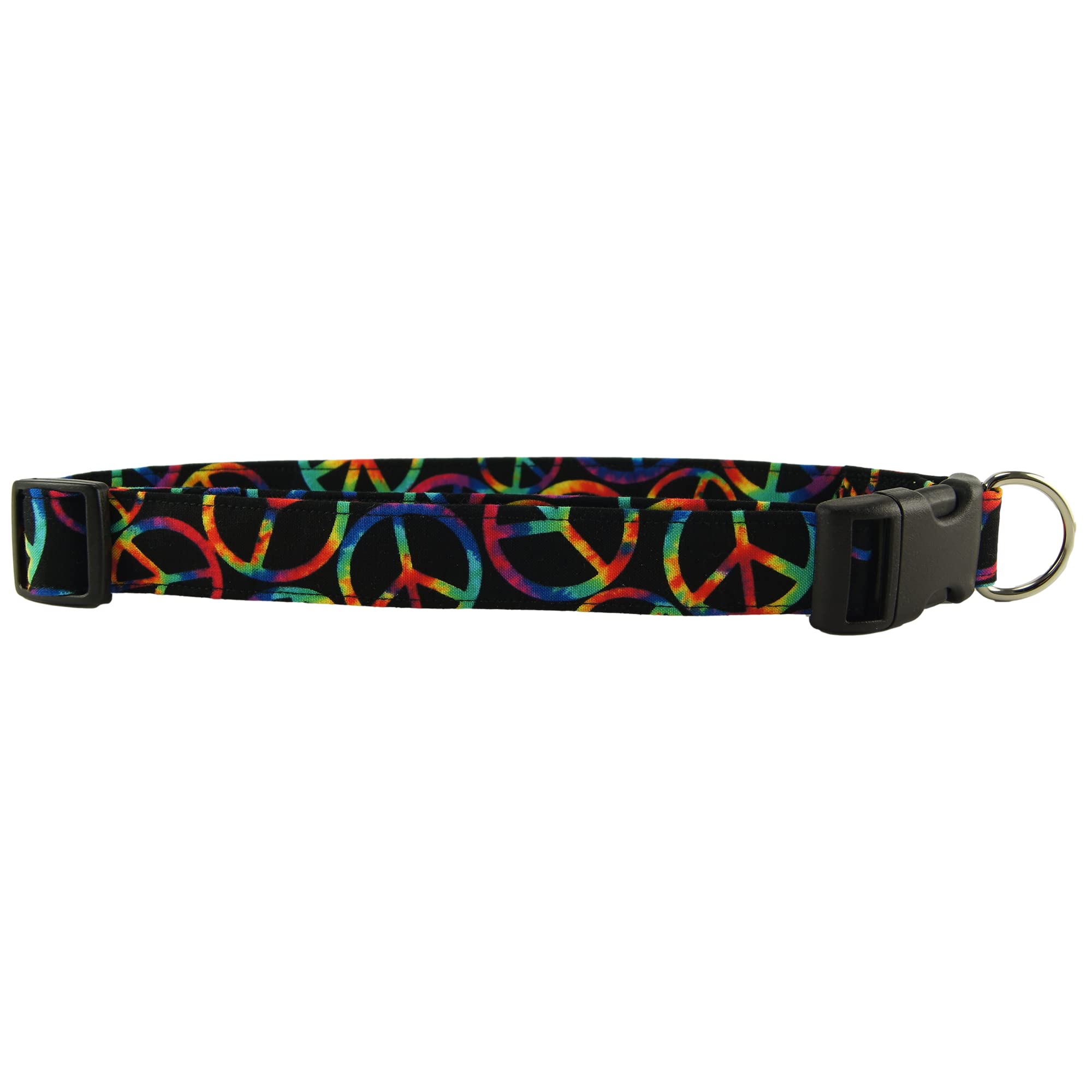 Rainbow Peace Signs Soft Adjustable Dog Collar with Quick Release Buckle Extra Large