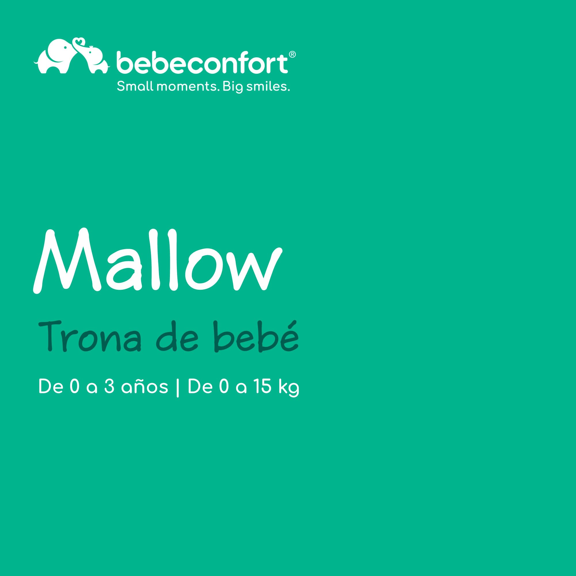 Bebeconfort Mallow, Trona Bebé Ligera, 0-3 Años, 0-15 kg, Plegado Ultracompacto, Cómodo Asiento Acolchado, Fácil Limpieza, Ligero (5,6 kg),3 Posiciones de Reclinado, Fácil Transporte, Mineral Green
