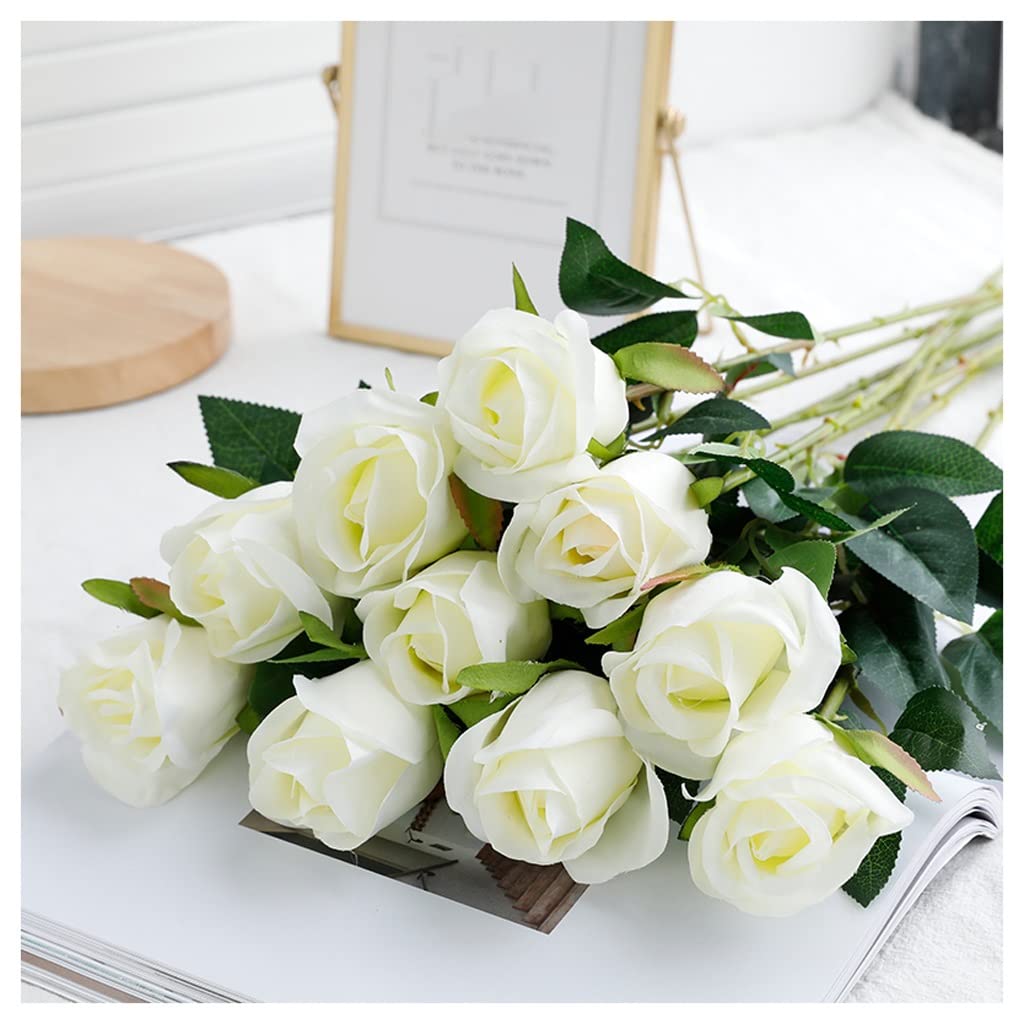 AYCDL Fake Artificial Flowers 10pcs Roses Single Long Stem Blooms Bridal Bouquet Flower Arrangement Home Wedding Centerpieces Decor Arrangements,F-F