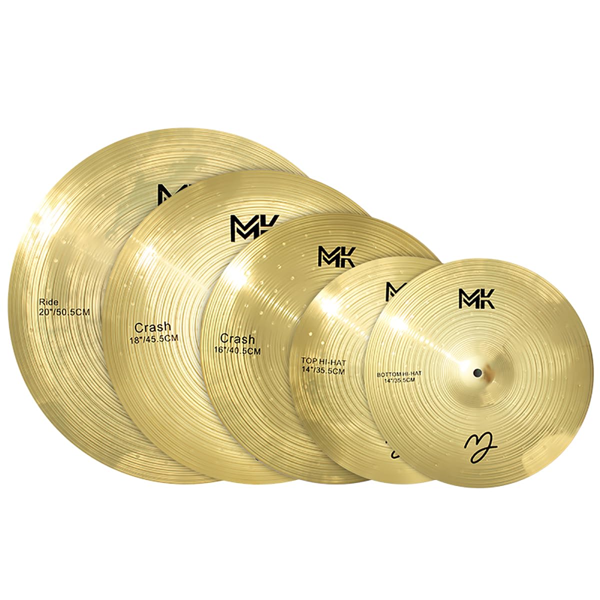 MK Exquisite Alloy Cymbal Set - 14"/16"/18"/20" 5 Pieces Drum With drum wrench