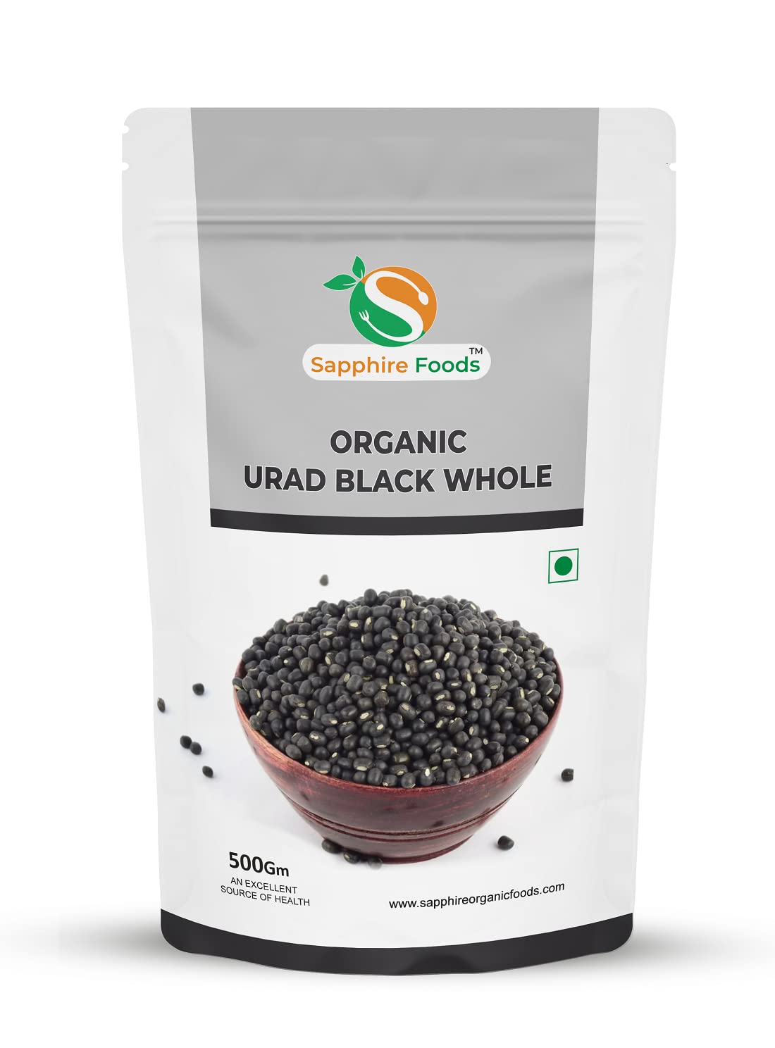 SAPPHIRE FOODS Unpolished Urad Dal Black Split/Black Gram Kali dal Chemical Free & Pesticides Free (500g), Rich in Protein|No Cholesterol|No Additives.