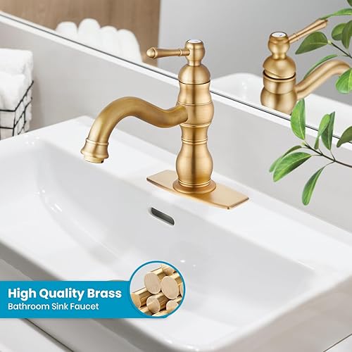 Miniatura 2 de gotonovo Grifo de lavabo de baño con 1 agujero, mango único, grifo de tocador giratorio de 360, grifo mezclador de lavabo a juego, drenaje