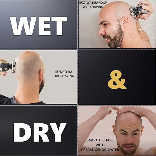 Miniatura 3 de Afeitadoras de cabeza para hombres calvos, mejoradas 7D, impermeables, para húmedoseco, para hombres, afeitadora de cabeza calva inalámbrica, LED