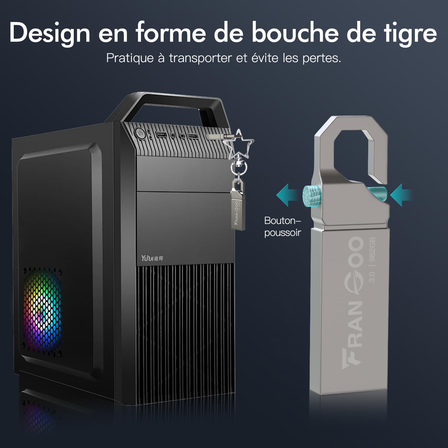 Clé USB 982 GO Imperméable Cle USB 3.0 Vitesse Élevée Clef USB Portable Clés USB ave Anneau Porte clés pour PC Ordinateur Portable, | Rakuten