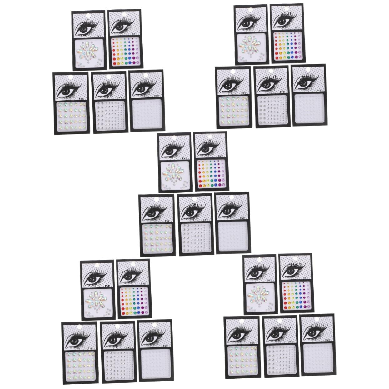 minkissy 25fogli Adesivi Brillantini Per Makeup Di Gemme Per Viso e Occhi Stickers Con Strass Per Festività Di Decorazioni Per Halloween Natale e Feste Vari