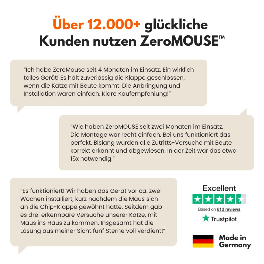 ZeroMOUSE 2.0 – Mauserkennung: Katzenklappen-Erweiterung für Beute- und Chiperkennung, Katzenklappe mit Mauserkennung, Katzenklappe mit Chiperkennung, App-Steuerung inklusive