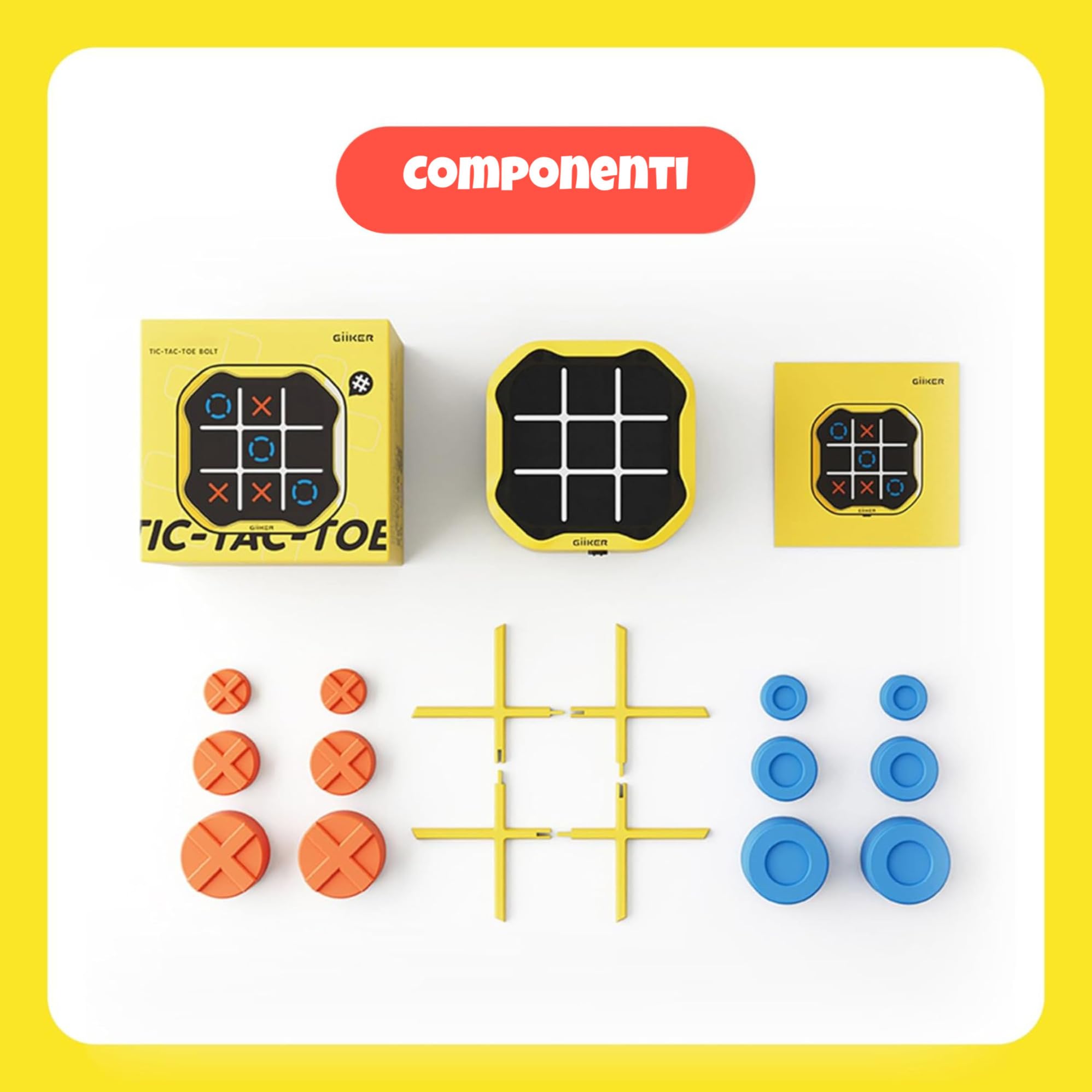 Giiker Tic Tac Toe Bolt Game, originale console di gioco portatile 3 in 1, giochi da viaggio portatili per viaggi in auto, giochi da tavolo per bambini e adulti