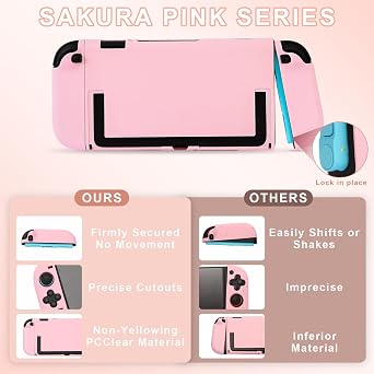 OLDZHU Protective Shell Compatible with Nintendo Switch 2,Pink Dockable Case Cover for Switch 2 with Glass Screen Protector and 4 Thumb Grips,Shock-Absorption and Anti-Scratch