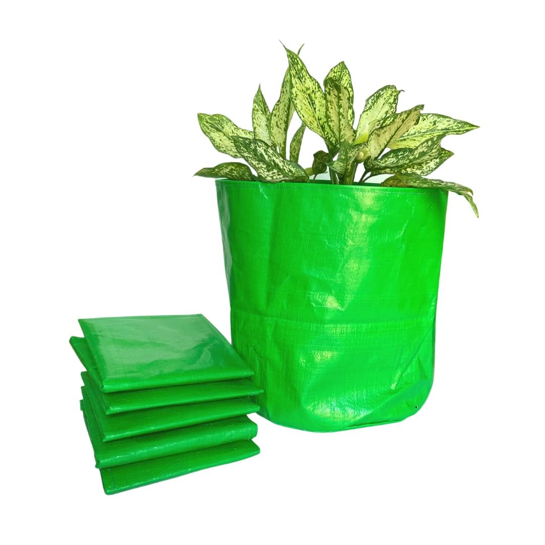 Green's Hdpe Uv Protected 260 GSM Round Green Colour Plants Grow Bags Suitable for Terrace and Vegetable Gardening (12x12, 1)