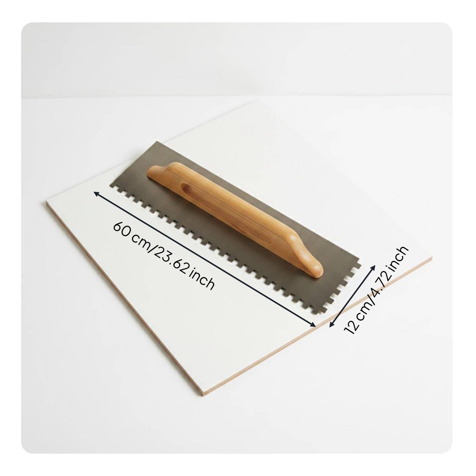 predolo Dentada Aplicación Uniforme para Enladrillar Ligera Paleta de Albañil Dentada para Aficionados Al Bricolaje, 60CM, Dientes 10x10