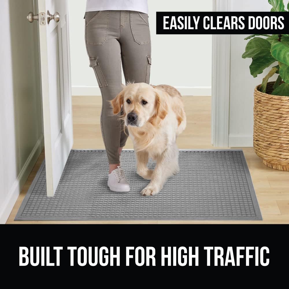 Gorilla Grip Ultra Absorbent Moisture Guard Doormat, Absorbs Up to 1.7 Cups of Water, Stain and Fade Resistant, Spiked Rubber Backing, All Weather Mats Capture Dirt, Indoor Outdoor, 29x17, Grey : Patio, Lawn & Garden