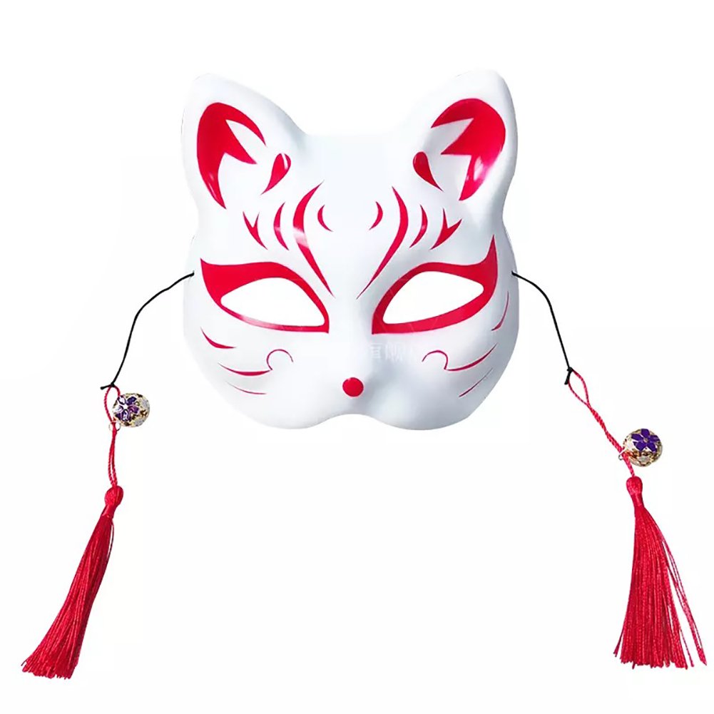 KACM Hand-Painted Cat Face Japanese Style and Wind Fox Masquerade Dance Mask