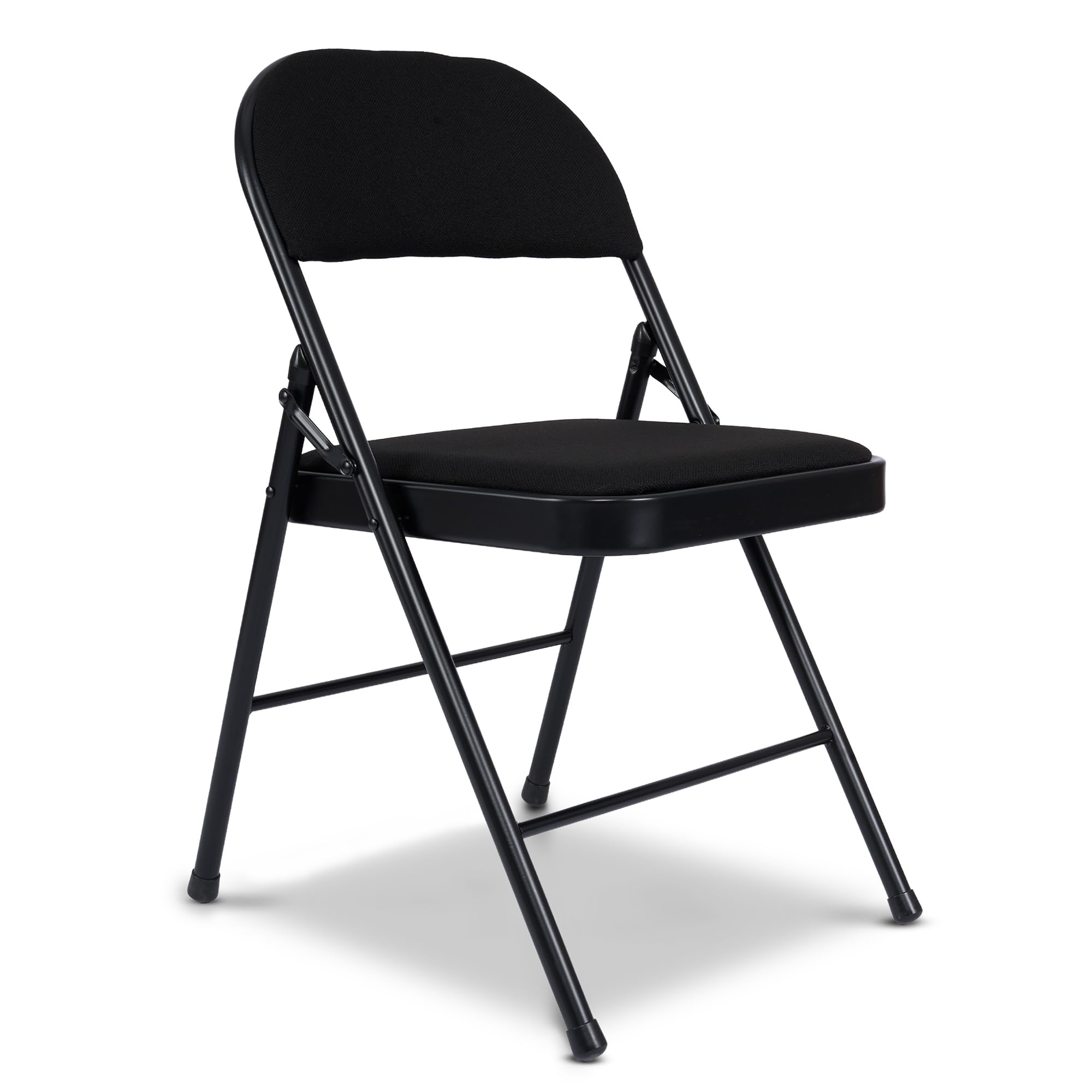 Bravich Folding Chair, Padded Fabric Foldable Dining Office Bedroom Vanity Chair with Steel Frame, Folds Flat for Easy Storage, Black, Pack of 1 โ image 1