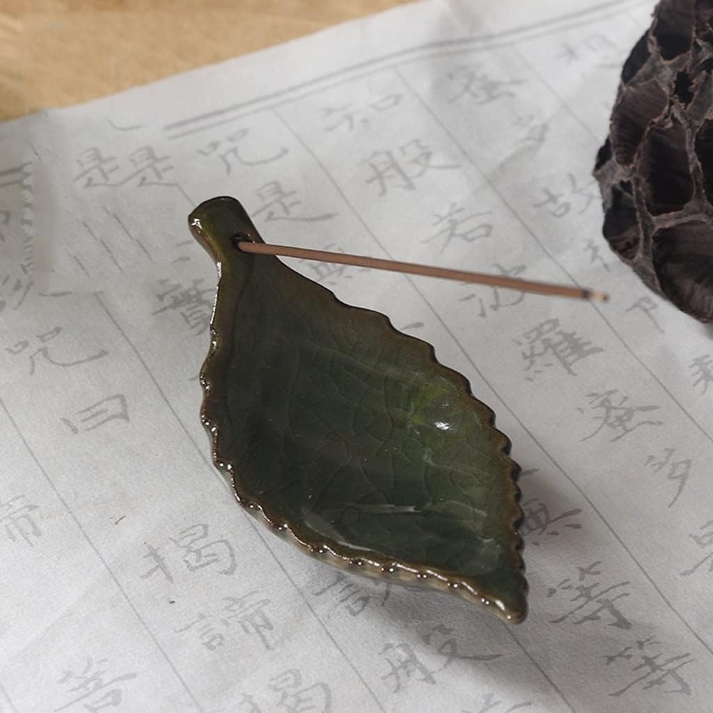 Incense Holder Incense Burner Incense Waterfall Antique Incense Burner Celadon Line Incense Holder Point Incense Burner Bodhi Leaf Incense Seat Incense Insert Sink Aromatherapy Furnace Decoration Back