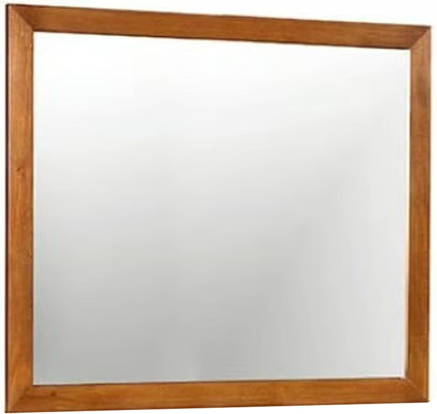 Benzara Style Wooden, Brown Lennart Mid-Cent Modern Mirror, Oak Finish