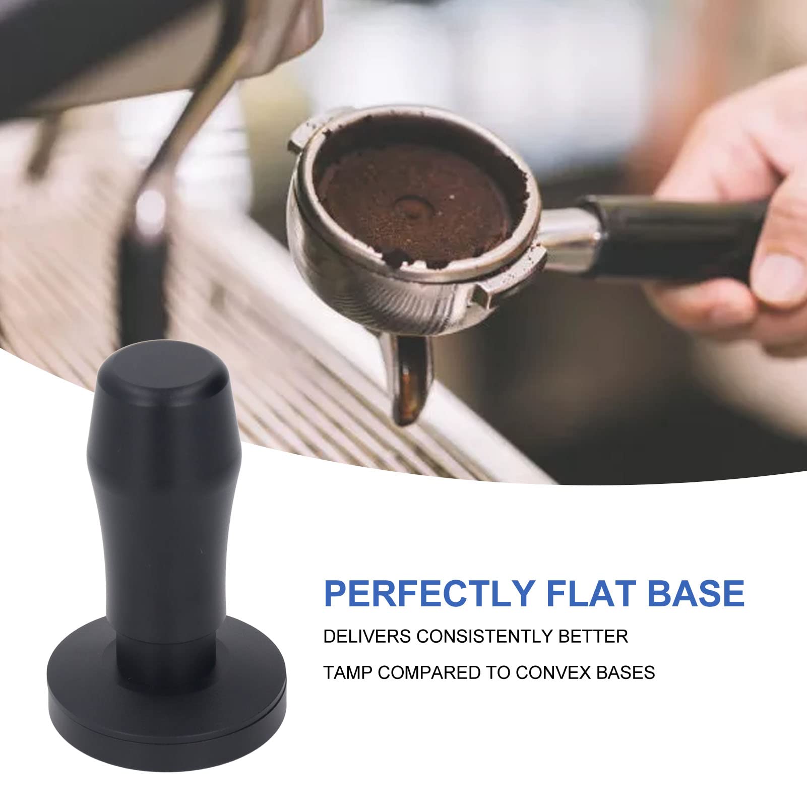 Tamper de café Aleación de aluminio Tamper calibrado con resorte con base de acero inoxidable Herramienta de apisonamiento para Cafe Home Barista Espresso Machine Accesorio (Fondo de 58