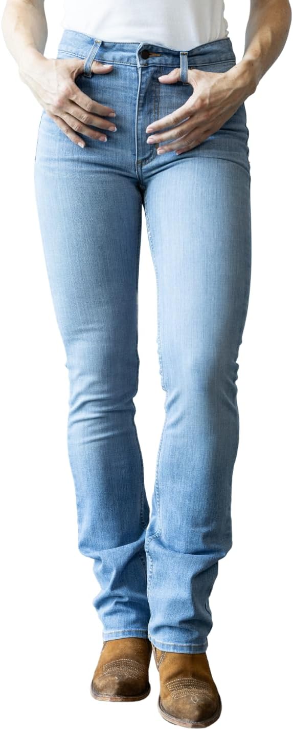 Kimes Ranch Women's Sarah Casual Durable Western High Rise Waist & Slim Bootcut Light Wash Tri-Blend Denim Jeans